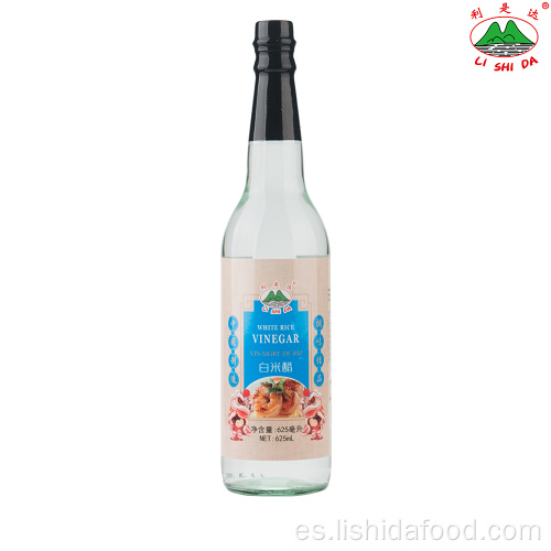 Botella de vidrio de 625 ml de vinagre de arroz blanco